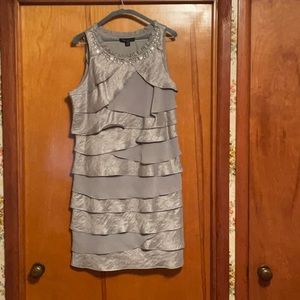 S.L. Fashions beautiful gray tiered dress